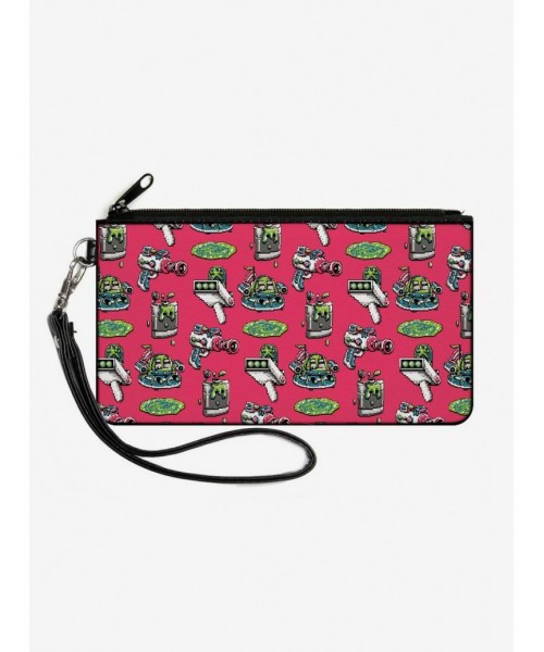 Cheap Sale Rick and Morty Pixelverse Icons Canvas Clutch Wallet $10.45 Wallets