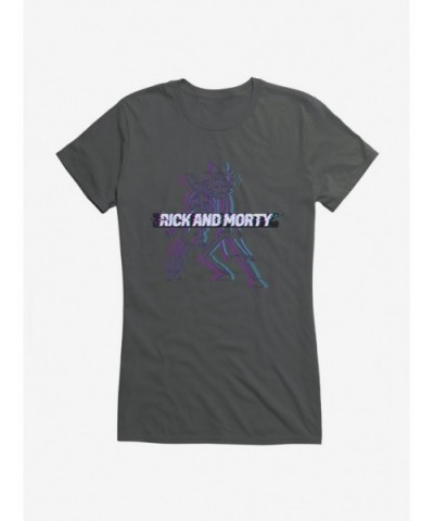 Clearance Rick And Morty Glitching Text Girls T-Shirt $8.17 T-Shirts