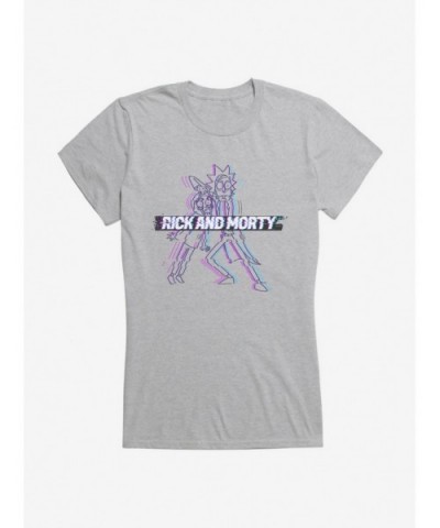 Clearance Rick And Morty Glitching Text Girls T-Shirt $8.17 T-Shirts