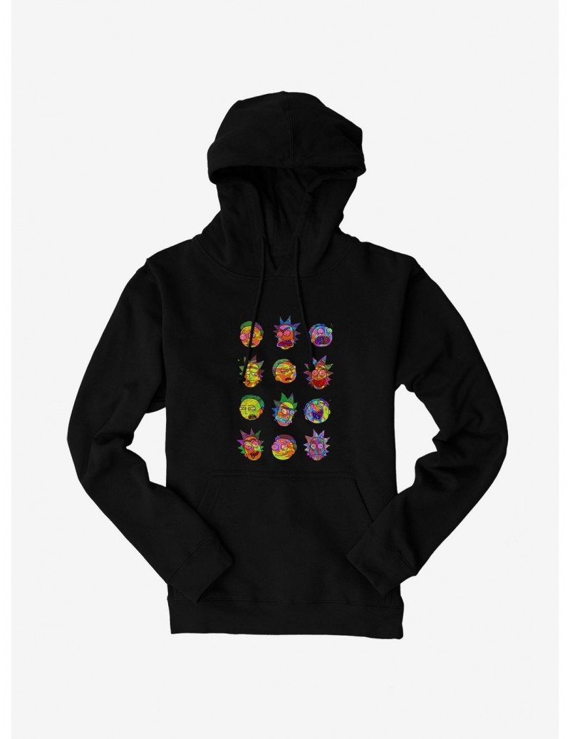 Flash Sale Rick And Morty The Many Faces Hoodie $16.88 Hoodies