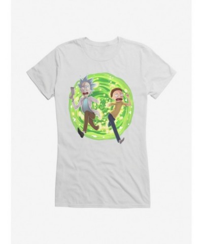 Exclusive Rick And Morty Exit The Portal Girls T-Shirt $8.17 T-Shirts