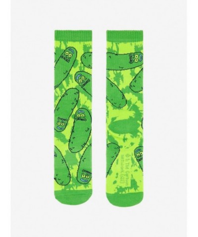 Flash Deal Rick And Morty Pickle Rick Green Tie-Dye Crew Socks $2.21 Socks