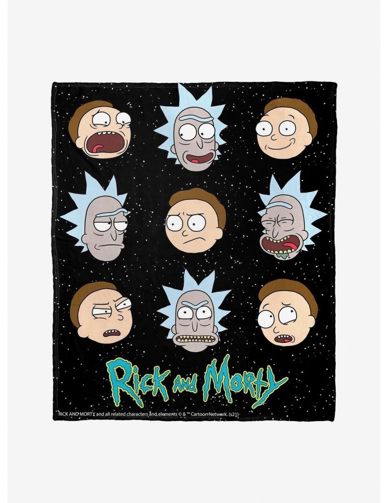 Unique Rick And Morty Talking Heads Throw Blanket $29.35 Blankets