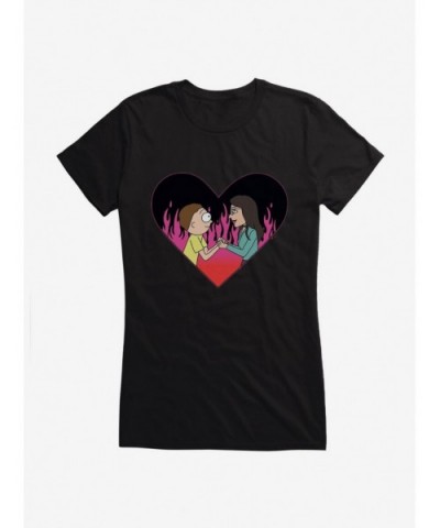 Pre-sale Rick And Morty Flame Love Girls T-Shirt $8.17 T-Shirts