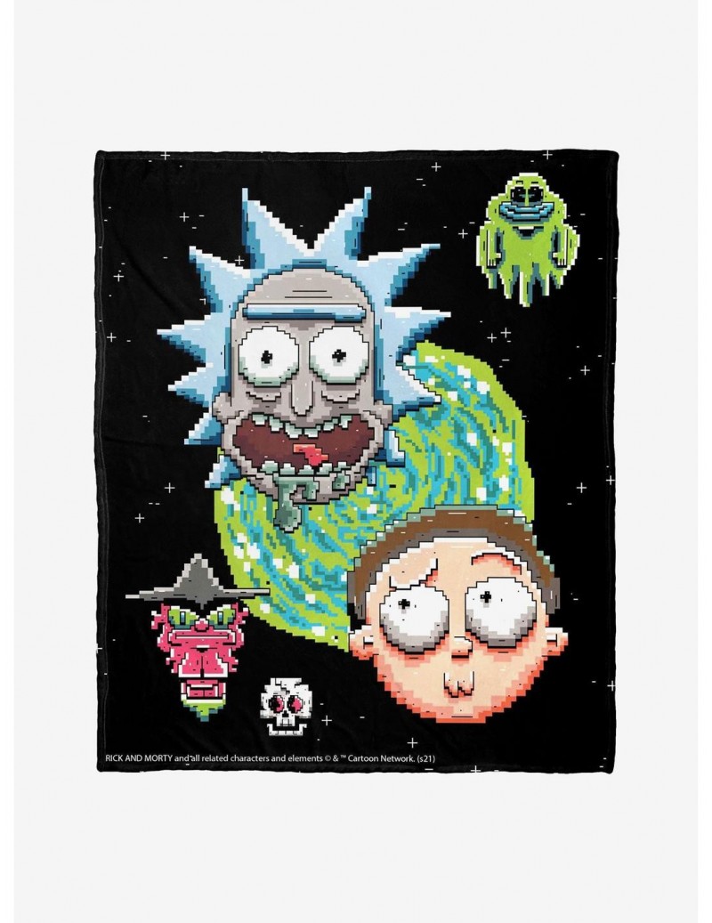Seasonal Sale Rick And Morty Pixelverse Throw Blanket $21.56 Blankets