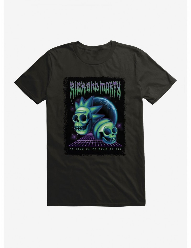 Clearance Rick And Morty Skulls Planet T-Shirt $5.74 T-Shirts