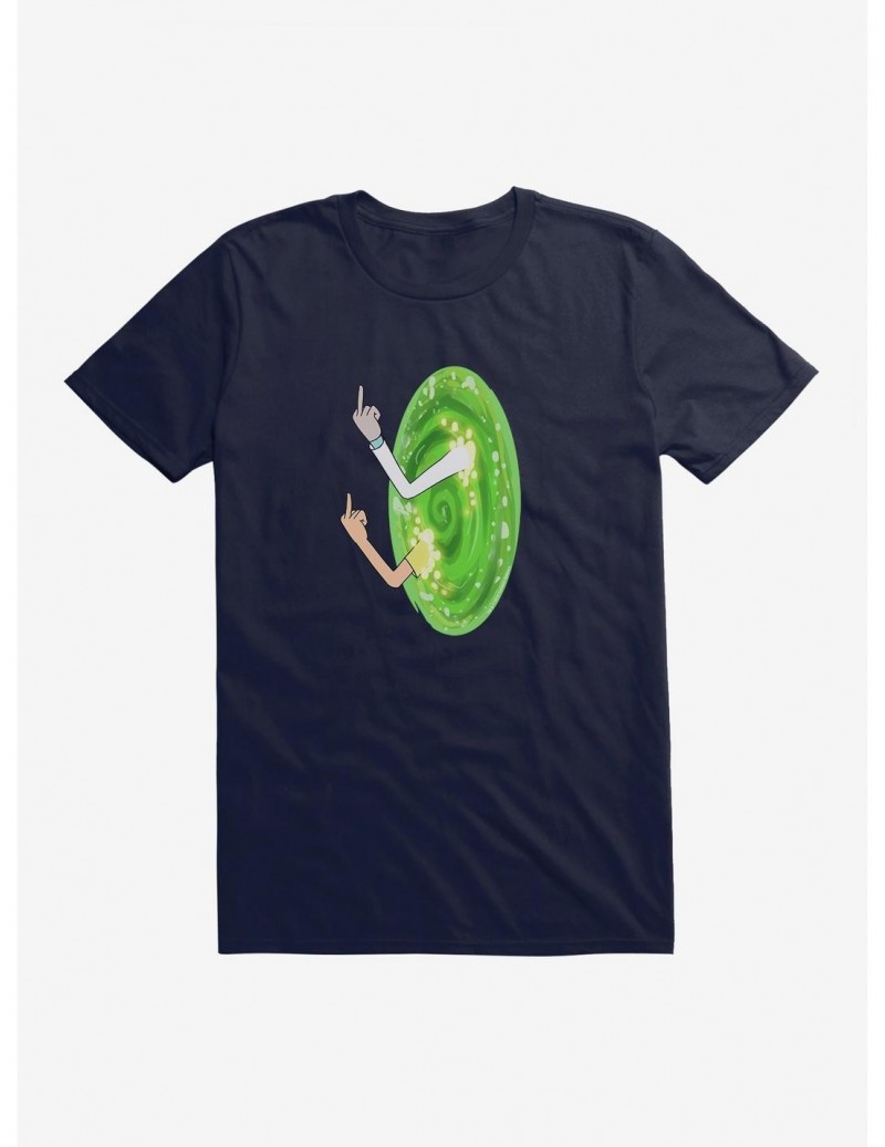 Premium Rick and Morty Portal Middle Finger T-Shirt $8.80 T-Shirts