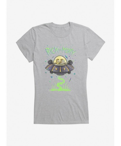 Exclusive Price Rick And Morty The Space Cruiser Neon Girls T-Shirt $8.37 T-Shirts