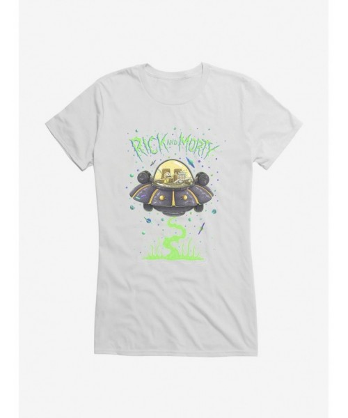 Exclusive Price Rick And Morty The Space Cruiser Neon Girls T-Shirt $8.37 T-Shirts