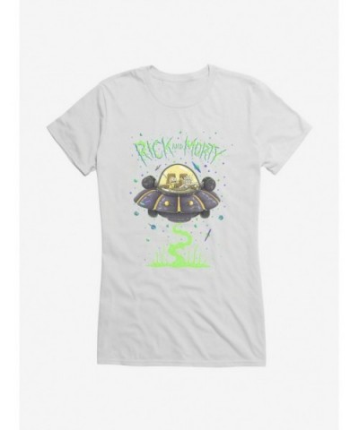 Exclusive Price Rick And Morty The Space Cruiser Neon Girls T-Shirt $8.37 T-Shirts