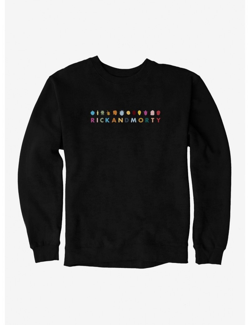 Low Price Rick And Morty Characters Icons Sweatshirt $14.17 Sweatshirts