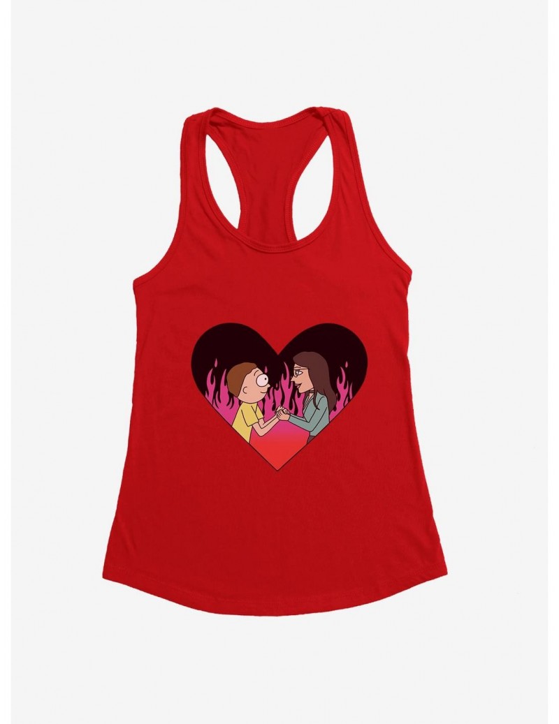 Flash Sale Rick And Morty Heart In Flames Girls Tank $8.96 Tanks
