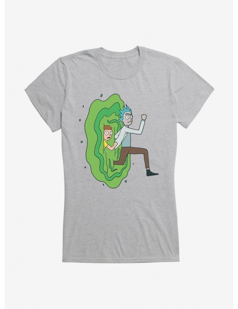 Discount Sale Rick And Morty Portal Run Girls T-Shirt $5.98 T-Shirts