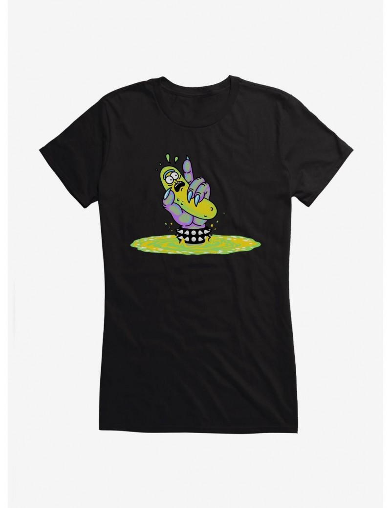 Bestselling Rick And Morty Neon Pickle Rick Portal Girls T-Shirt $7.37 T-Shirts