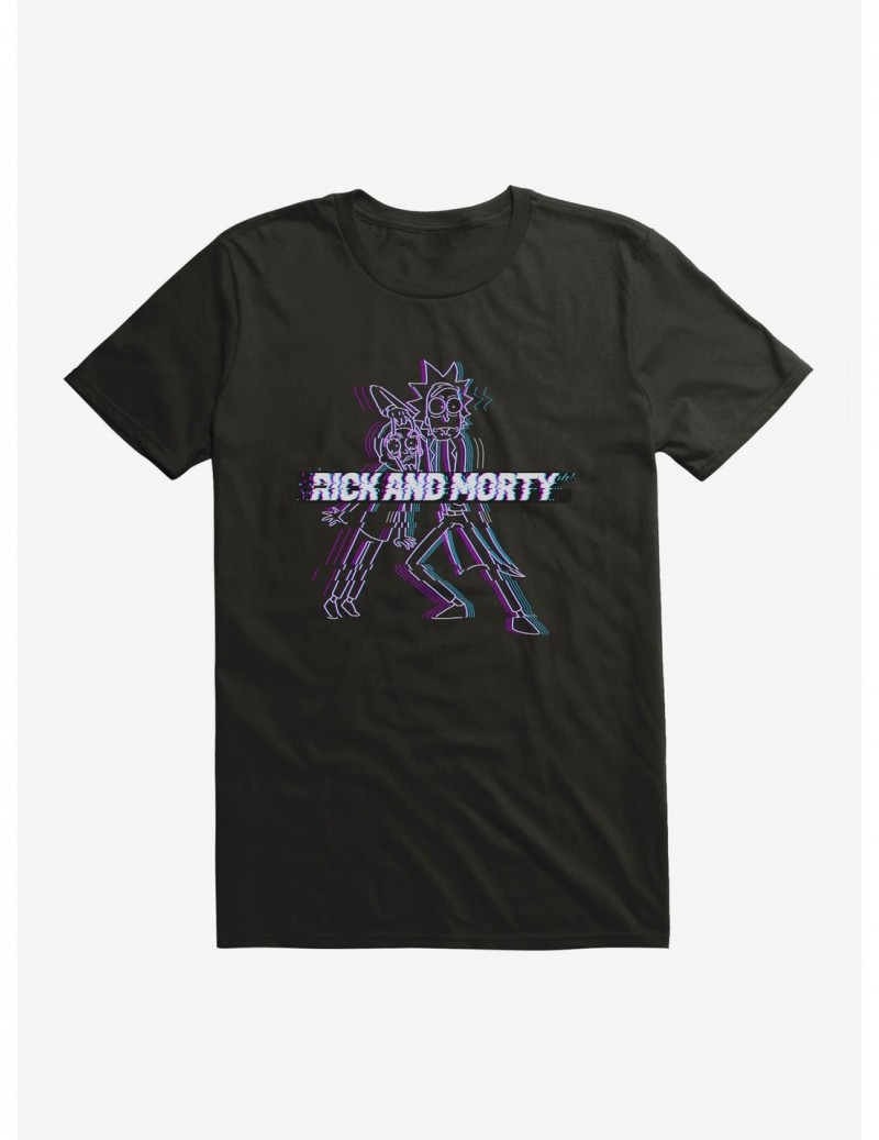 Huge Discount Rick And Morty Glitching Text T-Shirt $7.65 T-Shirts