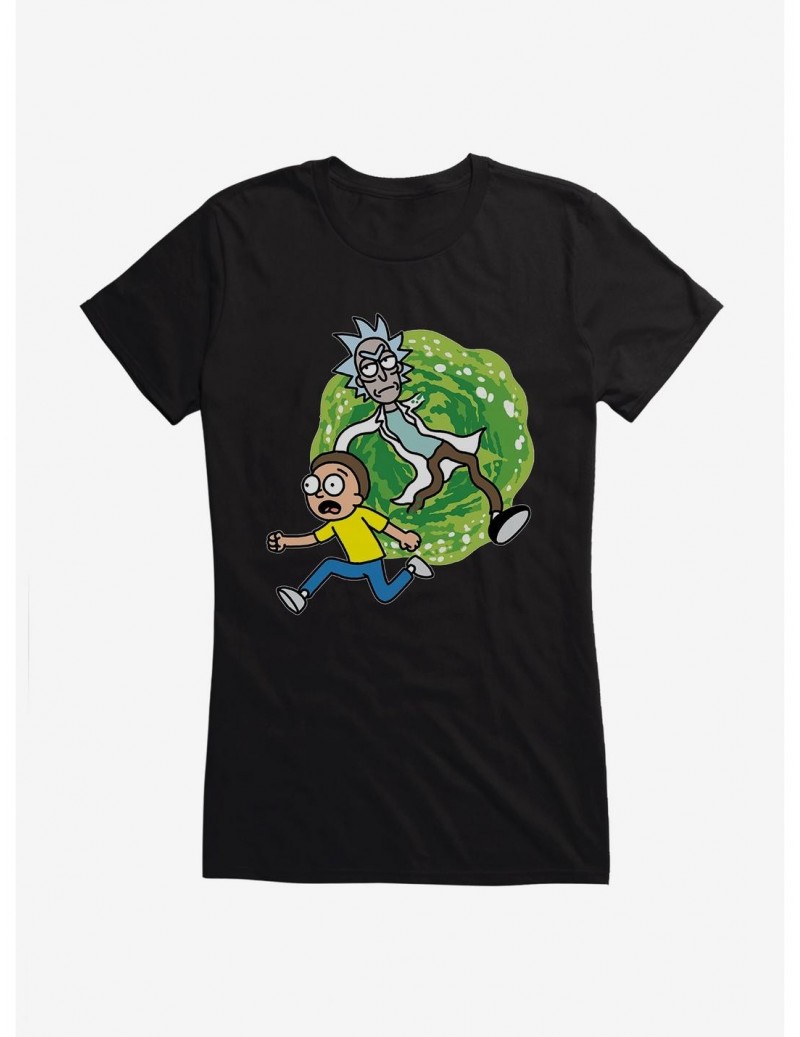 Cheap Sale Rick And Morty Portal Runaway Girls T-Shirt $8.76 T-Shirts