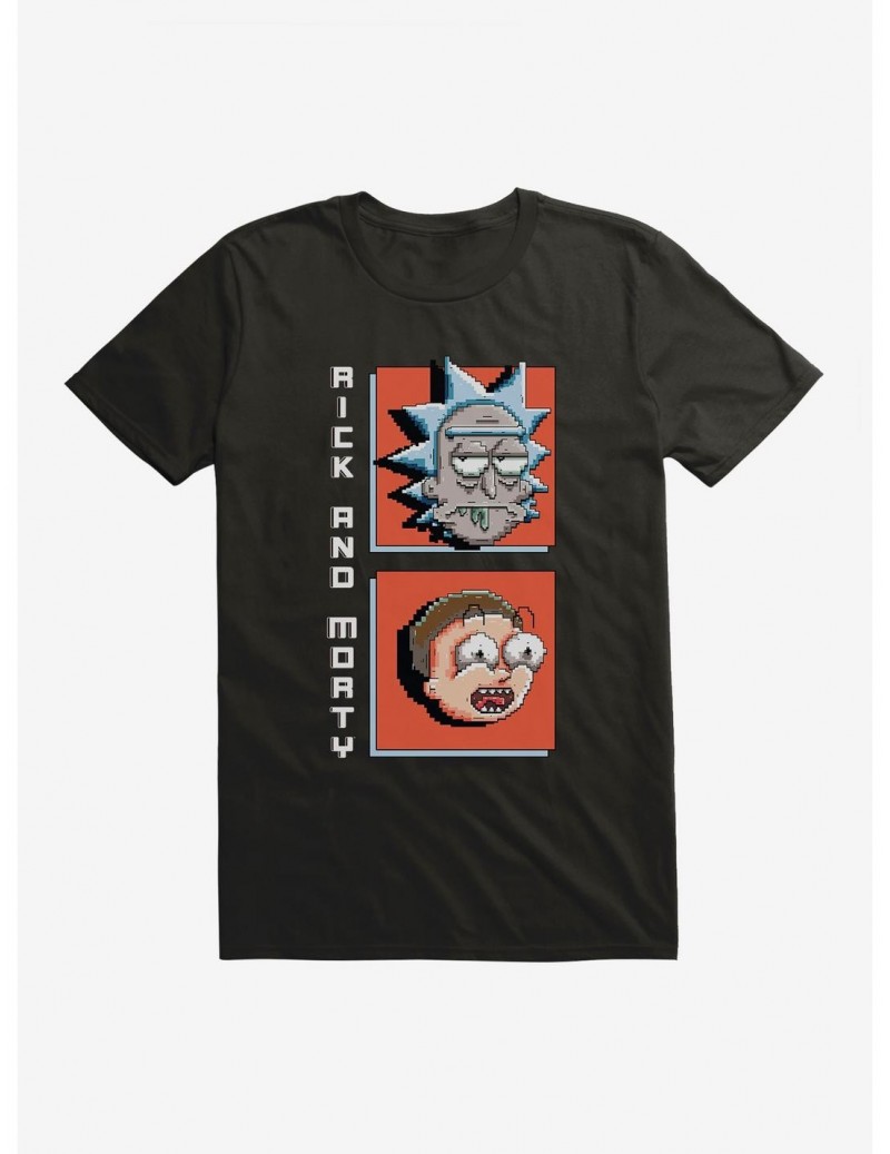 Cheap Sale Rick And Morty 8-Bit Portraits T-Shirt $7.84 T-Shirts