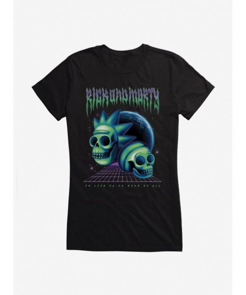 Value for Money Rick And Morty Death Metal Skull Girls T-Shirt $8.96 T-Shirts