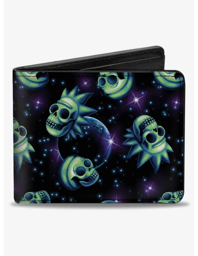 High Quality Rick and Morty Glow Skull in Space ScatteBifold Wallet $8.57 Wallets