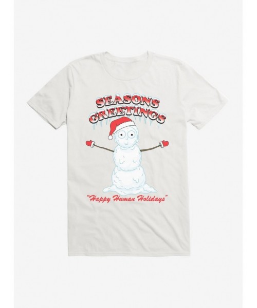 Seasonal Sale Rick And Morty Snowman Morty T-Shirt $8.22 T-Shirts