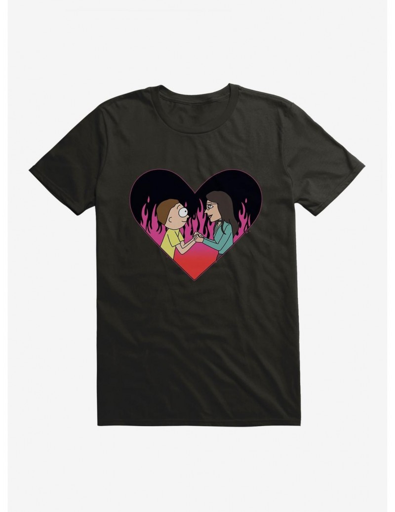 Big Sale Rick And Morty Flame Love T-Shirt $6.88 T-Shirts