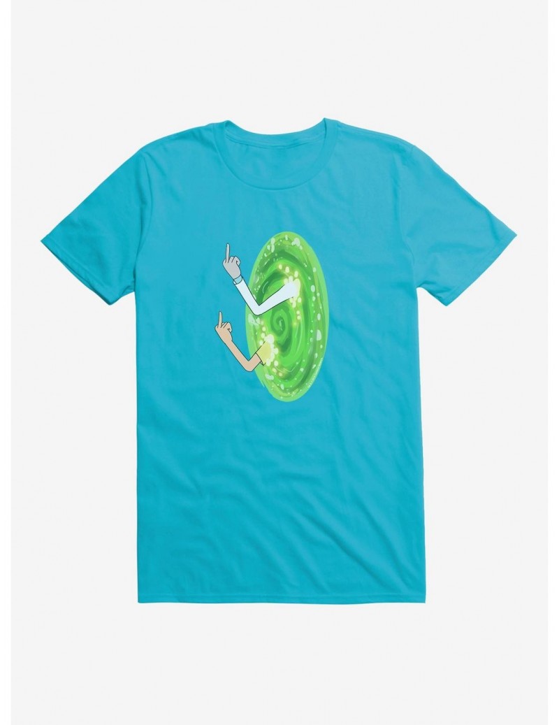Pre-sale Rick and Morty Portal Middle Finger T-Shirt $7.07 T-Shirts