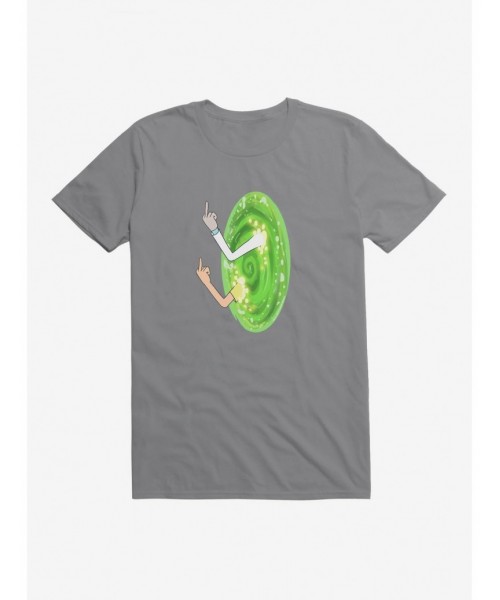 Pre-sale Rick and Morty Portal Middle Finger T-Shirt $7.07 T-Shirts