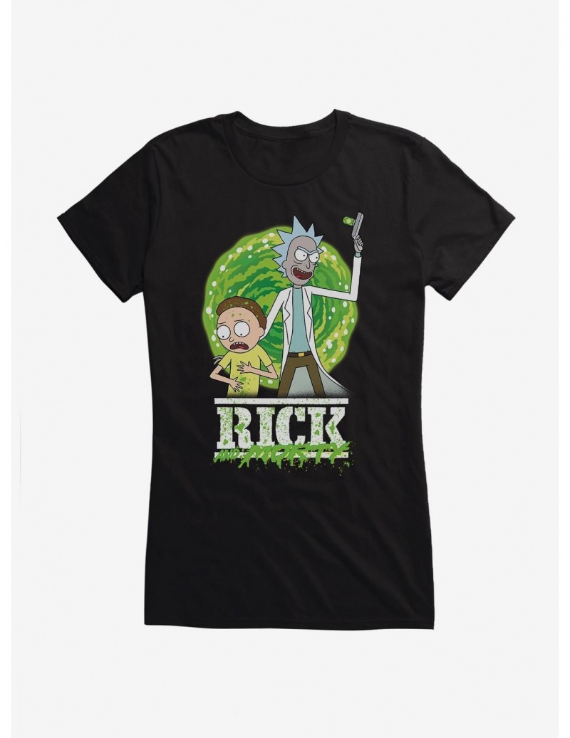 Value Item Rick And Morty Goo Splatter Logo Girls T-Shirt $9.96 T-Shirts