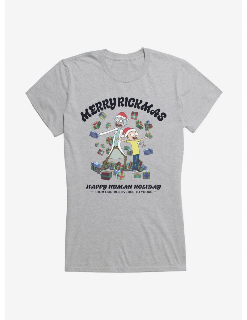Seasonal Sale Rick And Morty Happy Human Holiday Girls T-Shirt $5.98 T-Shirts