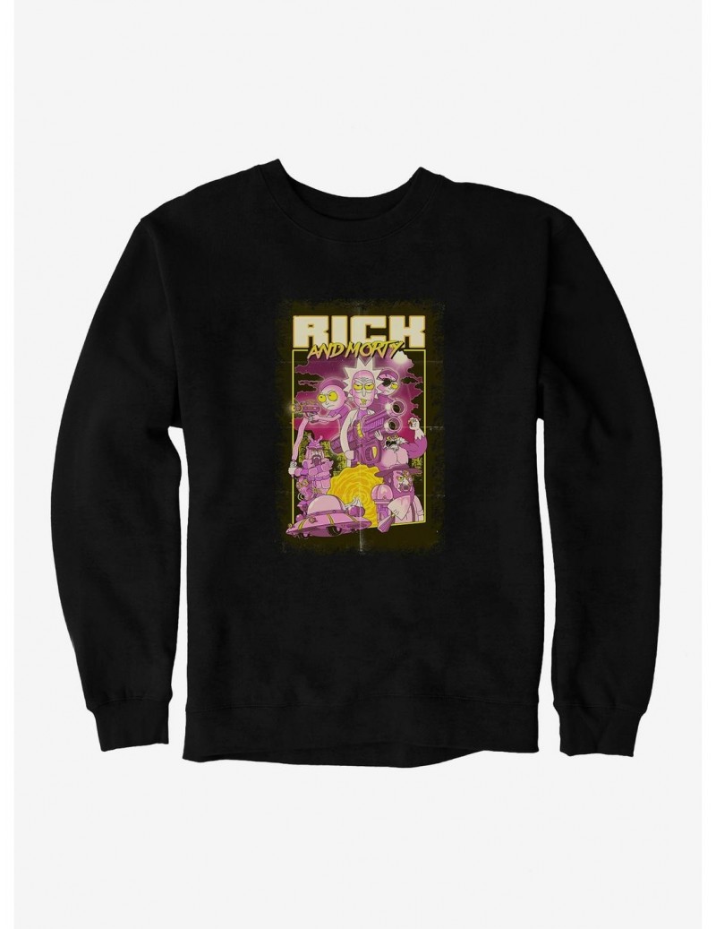Hot Sale Rick And Morty Action Poster Sweatshirt $13.58 Sweatshirts
