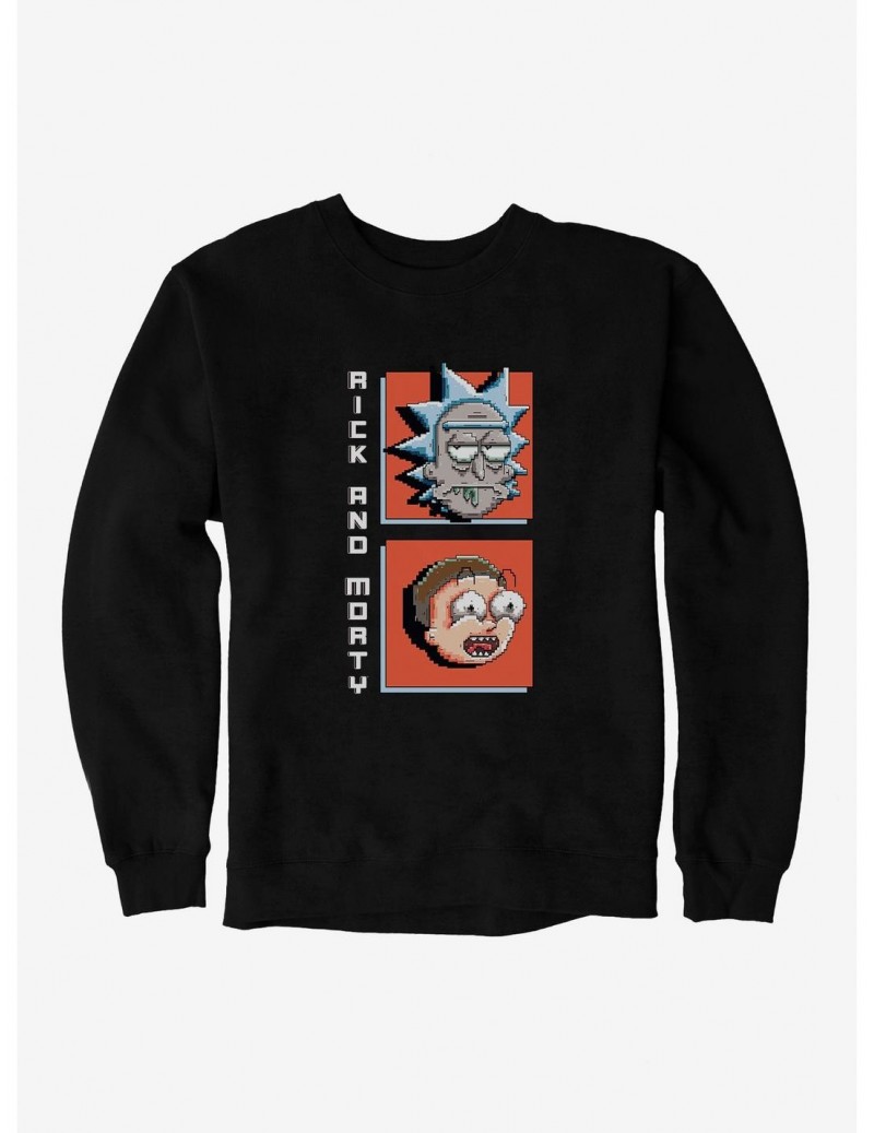 Pre-sale Discount Rick And Morty Pixel Faces Sweatshirt $9.74 Sweatshirts