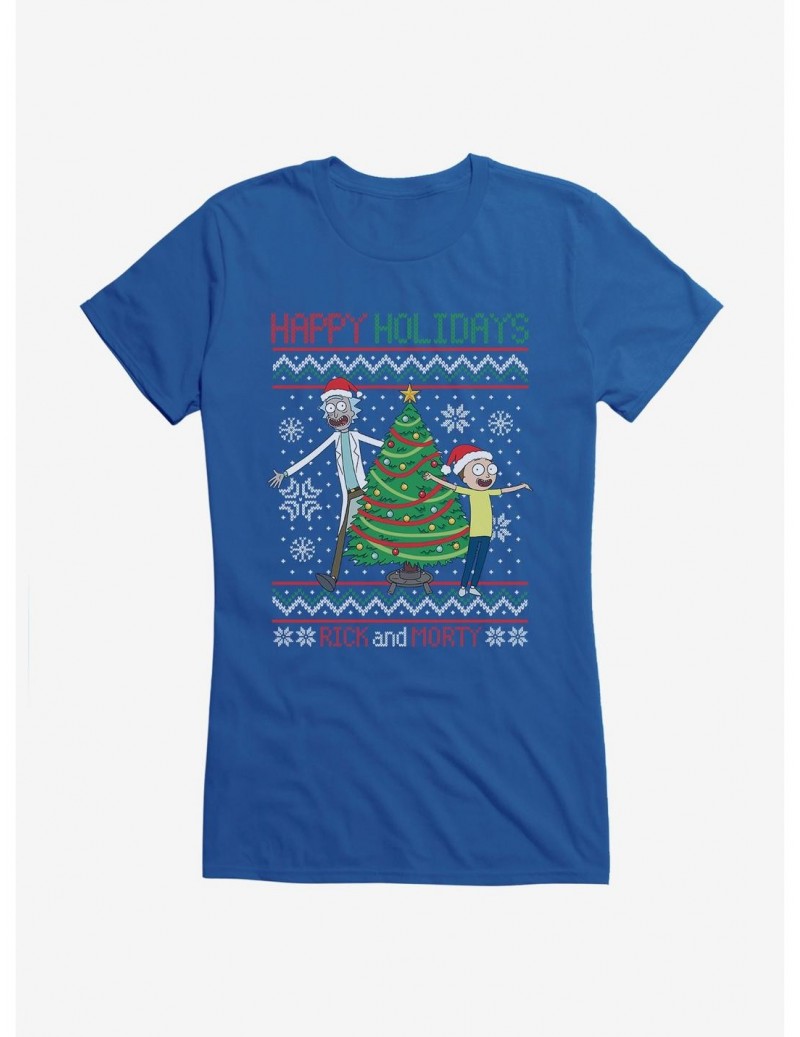 Special Rick And Morty Happy Holidays Sweater Girls T-Shirt $9.56 T-Shirts