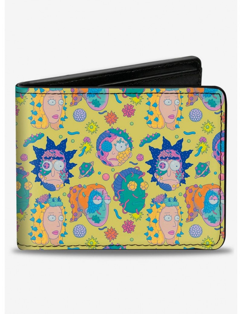Exclusive Price Rick and Morty Smith Family Faces and Cells Bifold Wallet $6.27 Wallets