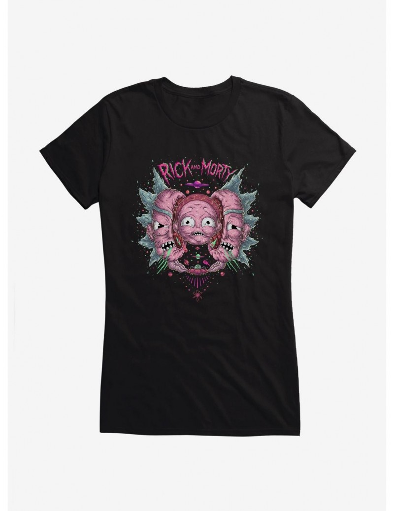 New Arrival Rick And Morty Psychedelic Split Head Girls T-Shirt $8.76 T-Shirts