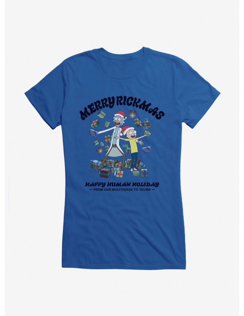 Crazy Deals Rick And Morty Happy Human Holiday Girls T-Shirt $8.57 T-Shirts