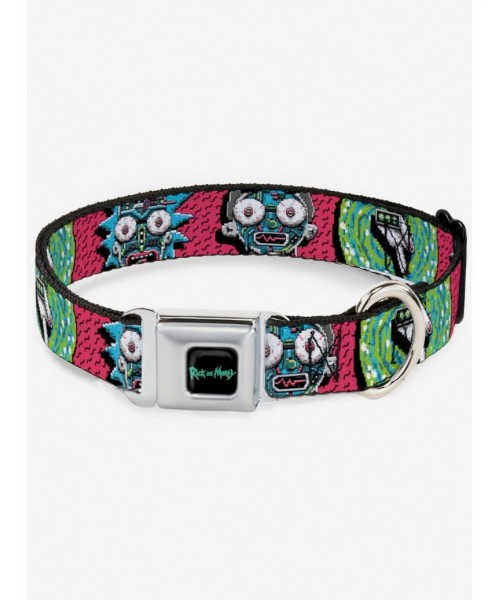 Flash Sale Rick and Morty Circuit Faces Portal Gun Seatbelt Dog Collar $9.85 Pet Collars