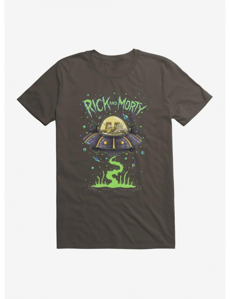 Big Sale Rick And Morty The Space Cruiser Neon T-Shirt $5.93 T-Shirts