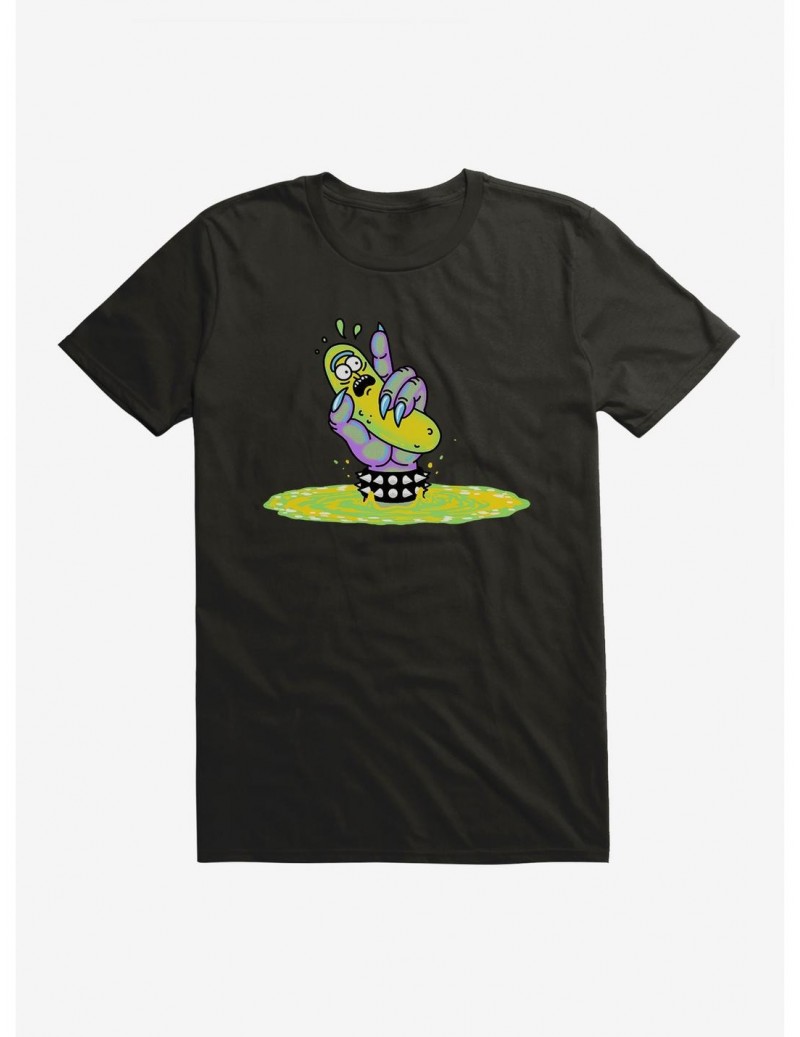 Premium Rick And Morty Neon Pickle Rick Portal T-Shirt $7.65 T-Shirts