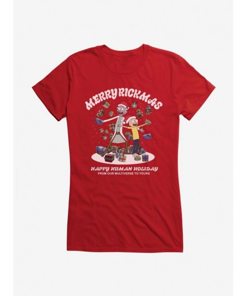 Unique Rick And Morty Merry Rickmas Girls T-Shirt $9.76 T-Shirts