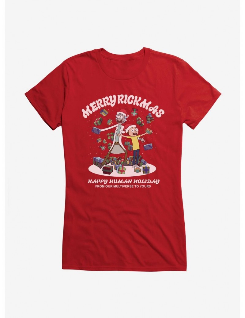 Unique Rick And Morty Merry Rickmas Girls T-Shirt $9.76 T-Shirts