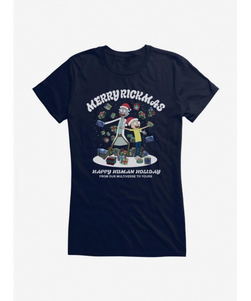 Unique Rick And Morty Merry Rickmas Girls T-Shirt $9.76 T-Shirts