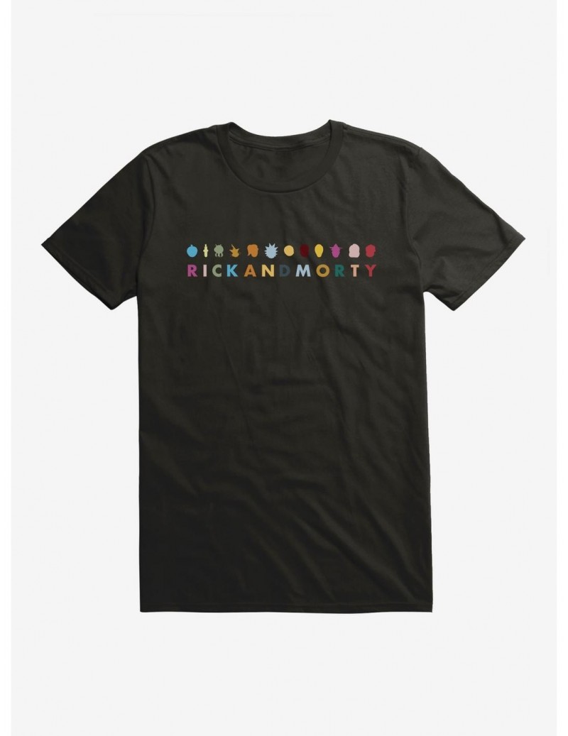 Discount Rick And Morty Faces Lineup T-Shirt $7.46 T-Shirts