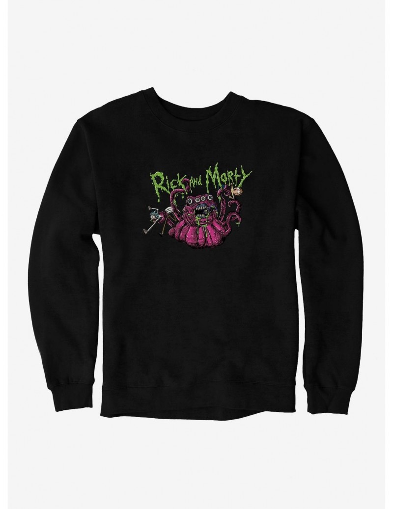 Big Sale Rick And Morty Four Eyed Monster Sweatshirt $10.33 Sweatshirts
