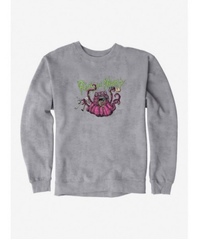 Big Sale Rick And Morty Four Eyed Monster Sweatshirt $10.33 Sweatshirts