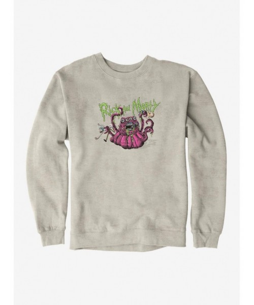 Big Sale Rick And Morty Four Eyed Monster Sweatshirt $10.33 Sweatshirts