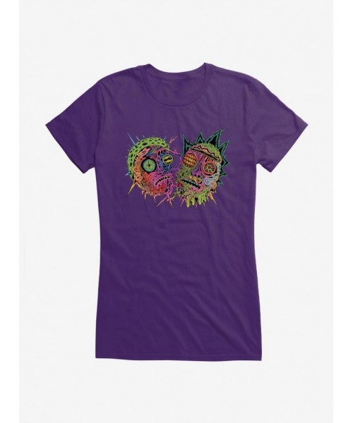 Exclusive Price Rick And Morty Neon Psychedelic Girls T-Shirt $8.37 T-Shirts