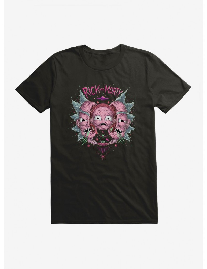 Flash Sale Rick And Morty Psychedelic Split Head T-Shirt $8.03 T-Shirts