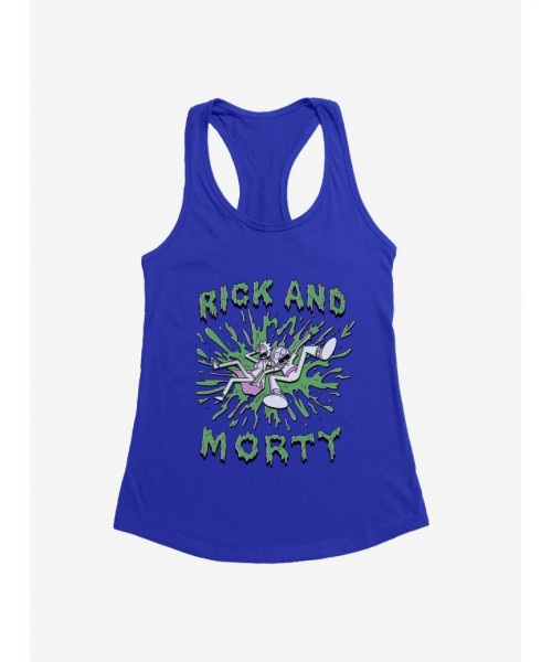 Discount Rick And Morty Green Slime Splatter Girls Tank $8.76 Tanks