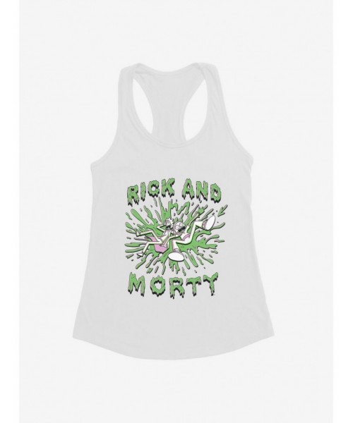 Discount Rick And Morty Green Slime Splatter Girls Tank $8.76 Tanks