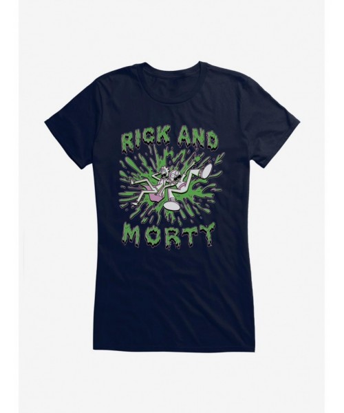 Cheap Sale Rick And Morty Splatter Girls T-Shirt $7.17 T-Shirts